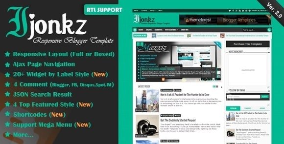 Ijonkz Responsive Magazine News Blogger Template Free Download