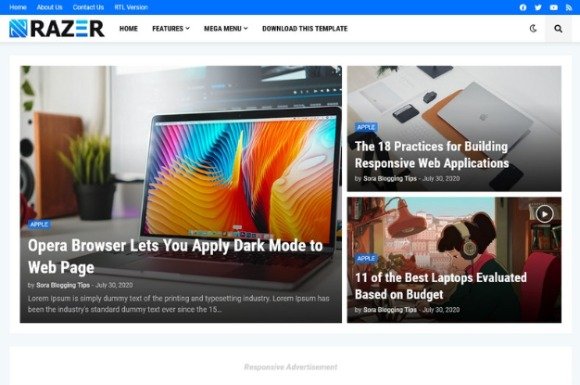 Razer Premium Magazine Blogger Template