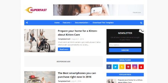 SuperFast Blogger Template Download