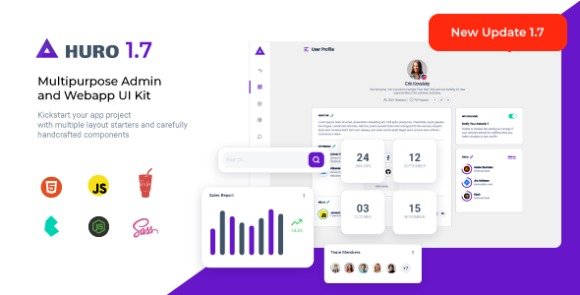 Huro Multipurpose Admin and Webapp UI Kit Template Download