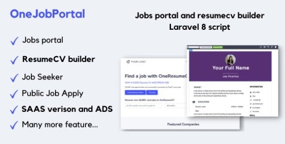 OneJobPortal Jobs Board and Resume Builder PHP Script