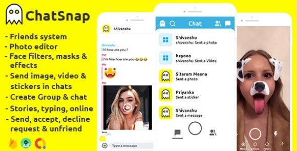 ChatSnap Snapchat Clone Social Network Face Filters Android App
