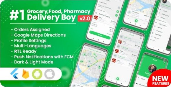 Delivery Boy for Groceries Foods Pharmacies Stores Flutter App
