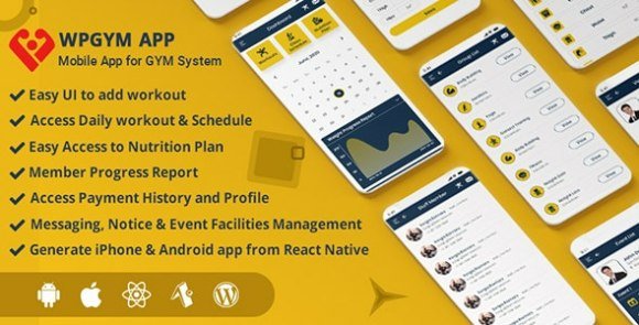 WPGYM App Mobile App for WordPress Gym System App Source