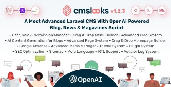 CMSLooks Laravel CMS With OpenAI Powered Blog News and Magazines Script