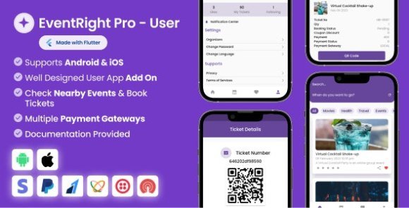 User App for EventRight Pro Event Ticket Booking System Source