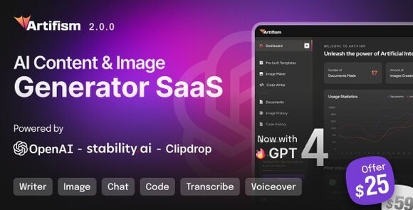 Artifism AI Content and Image Generator SaaS Nulled Script