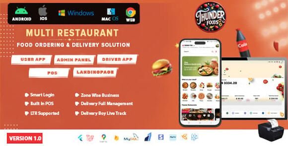 ThunderFood Multi Restaurant Food Ordering and Delivery Solution
