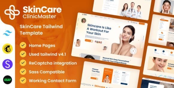 ClinicMaster SkinCare Tailwind CSS Template
