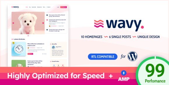 Wavy Modern and Lightweight Blog WordPress Theme