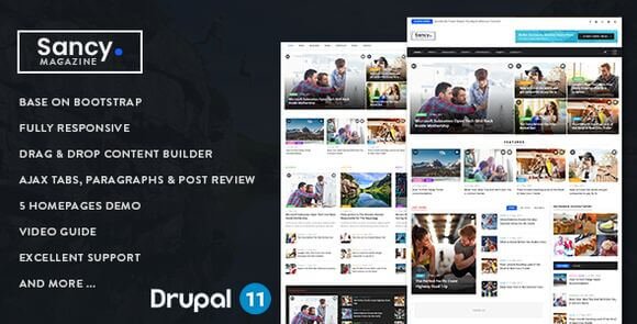 Sancy Responsive Magazine News Drupal 11 Theme